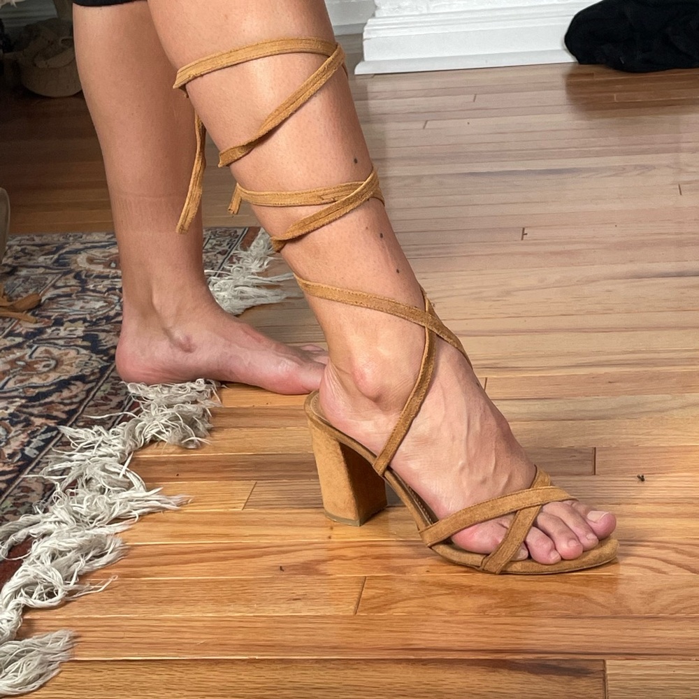 Suede Leather Lace Up Sandals